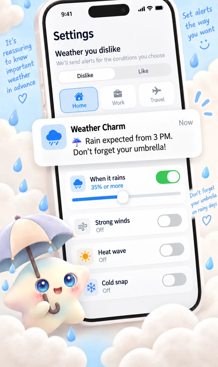 Alerts before weather you dislike